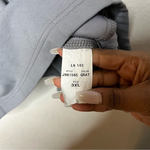 Jaanuu Women Scrub Top 3X Side‎ Zipper Pockets Jersey Knit Stretch Gray Short - Picture 7 of 9